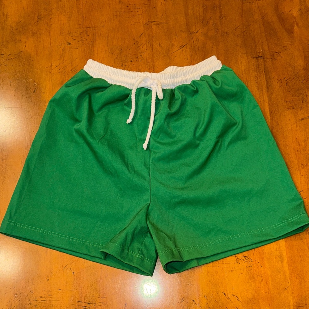 NWT Posh Pickle Green Swim Trunks with White Trim - 8